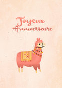 Joyeux anniversaire avec un lama coloré